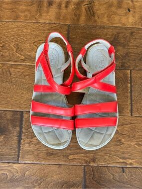 Red Clarks Strappy Comfort Sandals